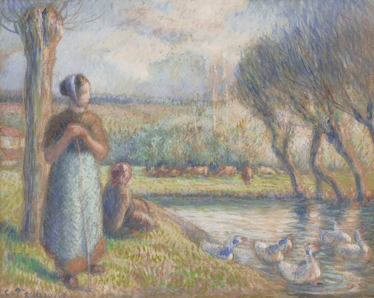 Gardeuse d’oies au bord de l'Epte by Camille Pissarro
