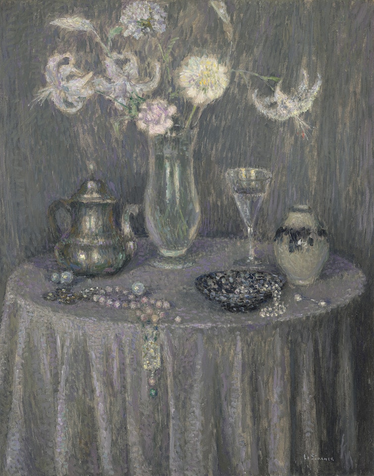 La table, harmonie grise by Henri Le Sidaner