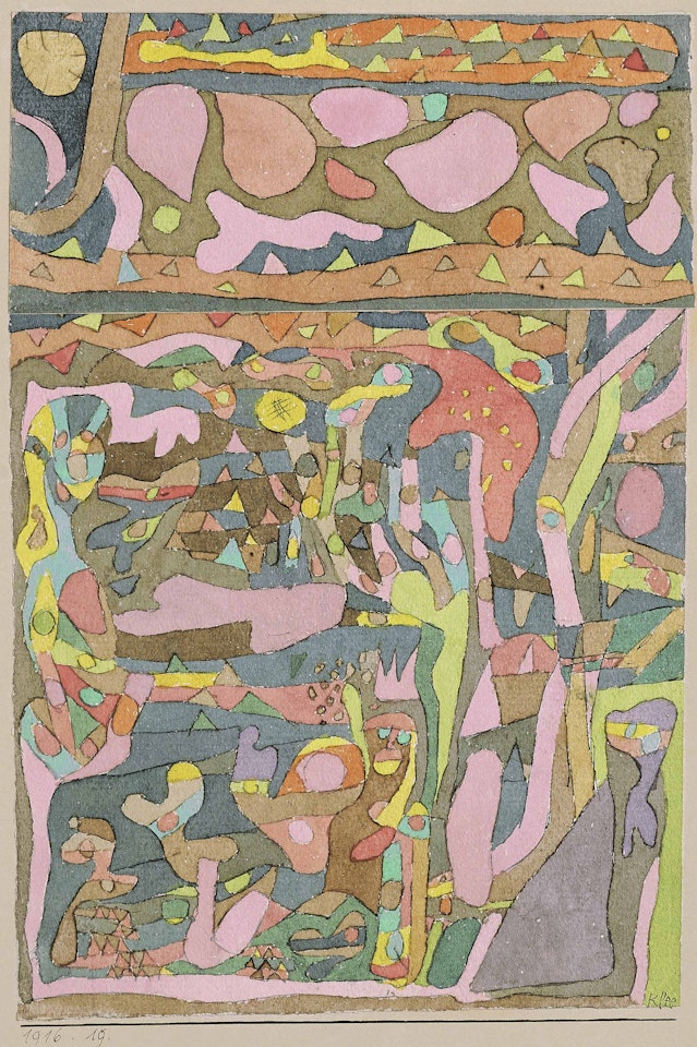Die Sonne welche die Welt der Farben schon vorfindet, complicierte Komposition by Paul Klee