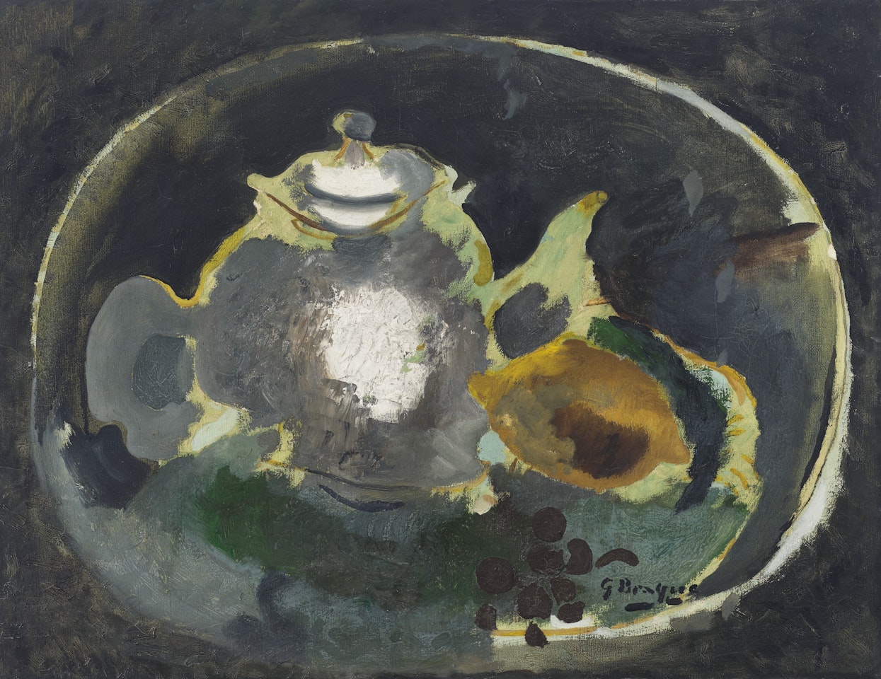 La théière dans un encadrement ovale by Georges Braque