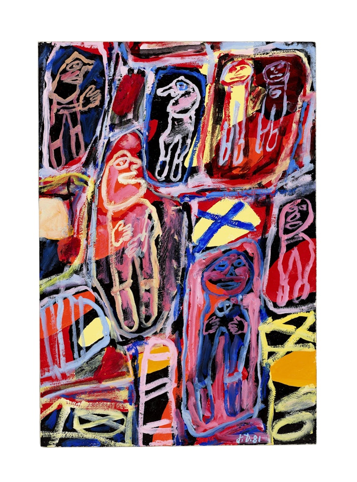 Site avec 7 personnages by Jean Dubuffet