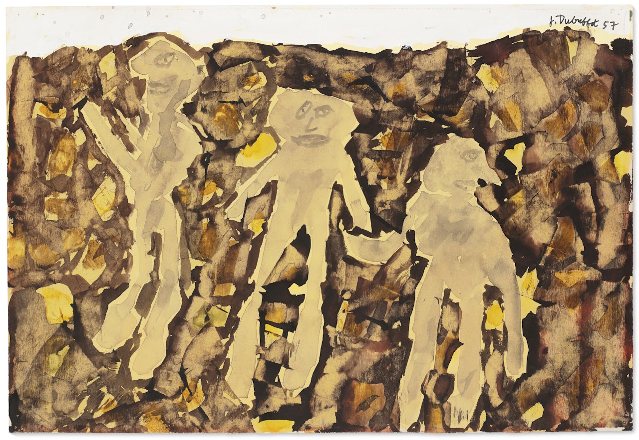 Trois personnages dans un paysage by Jean Dubuffet