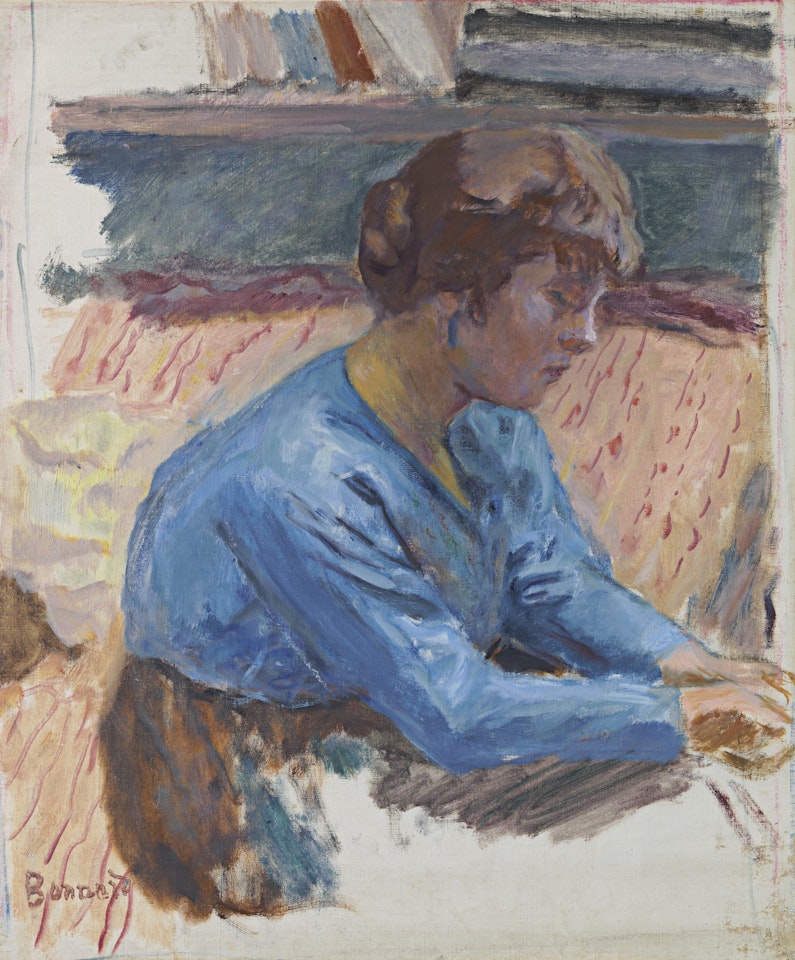 Femme pensive au corsage bleu by Pierre Bonnard