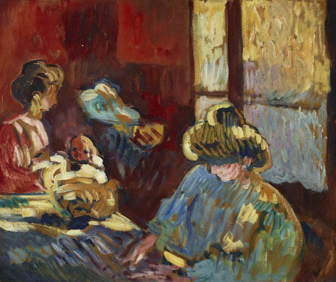 Maternité, femme en bleu devant la fenêtre by Louis Valtat