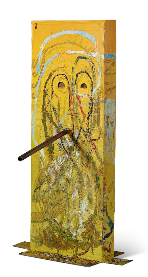 Untitled (Yellow Cosco VI Mask M40.m) by Mark Grotjahn