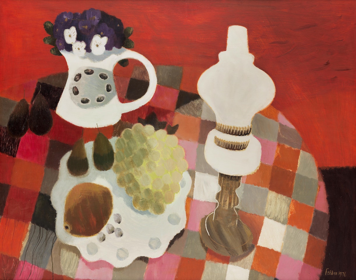 The chequered cloth by Mary Fedden