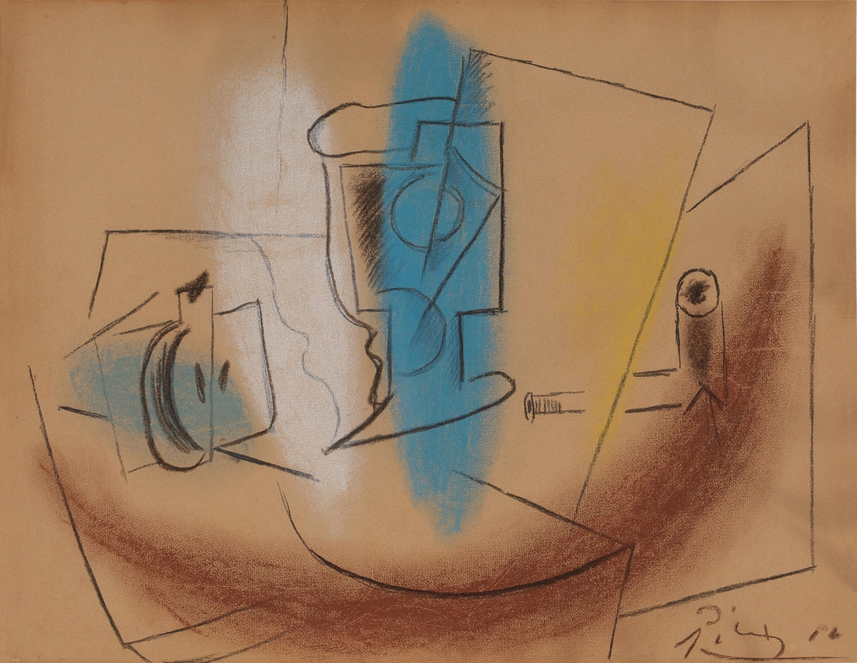 Poire coupée, verre, pipe by Pablo Picasso