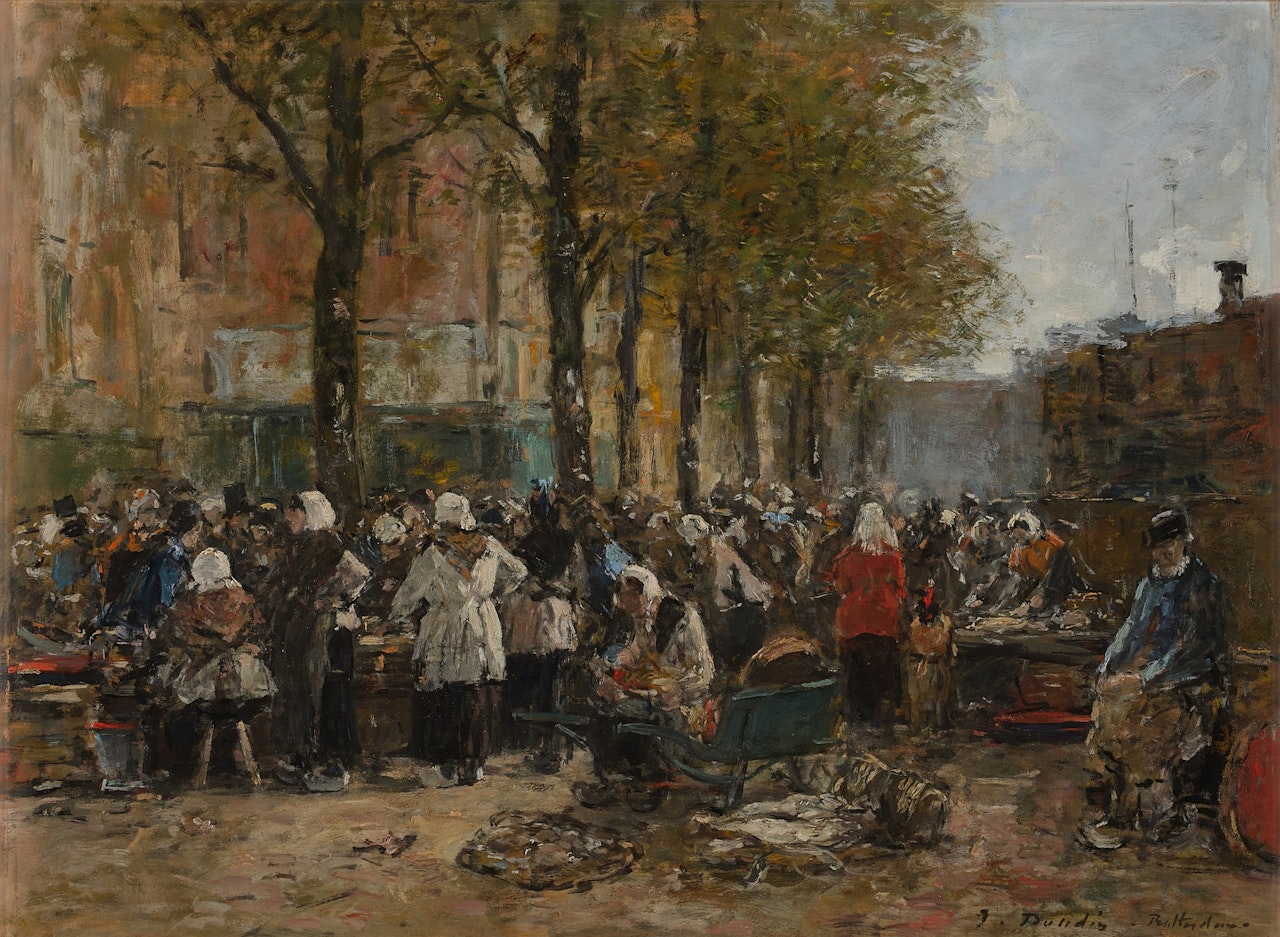 Le Marché aux poissons à Rotterdam by Eugène Boudin
