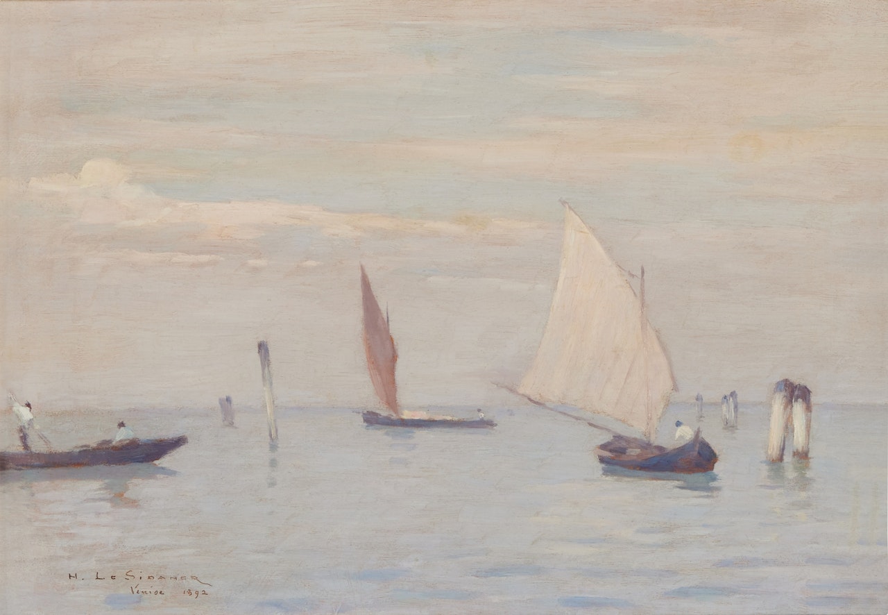 Bateaux sur la lagune by Henri Le Sidaner