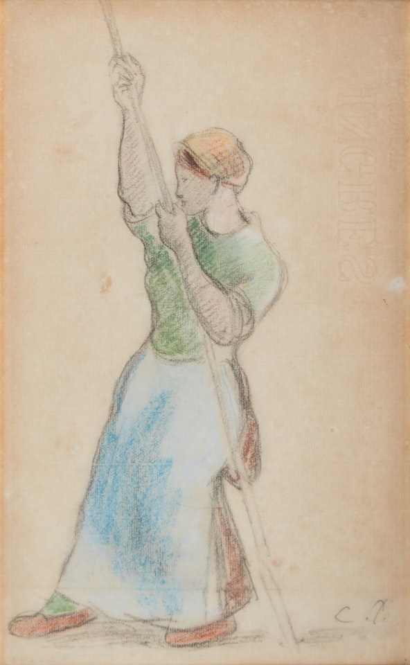Paysanne plantant des rames by Camille Pissarro