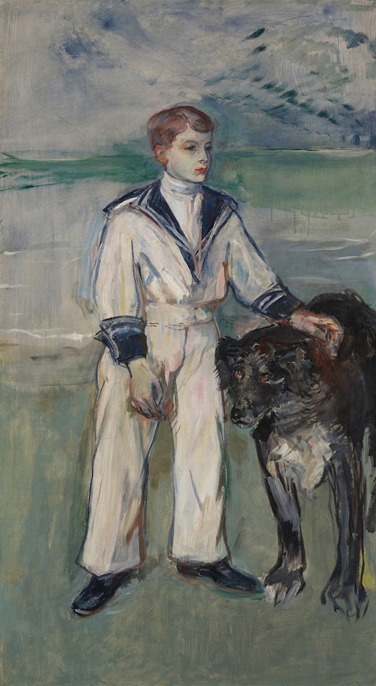 L'Enfant au chien, fils de Madame Marthe et la chienne Pamela, Taussat by Henri de Toulouse-Lautrec