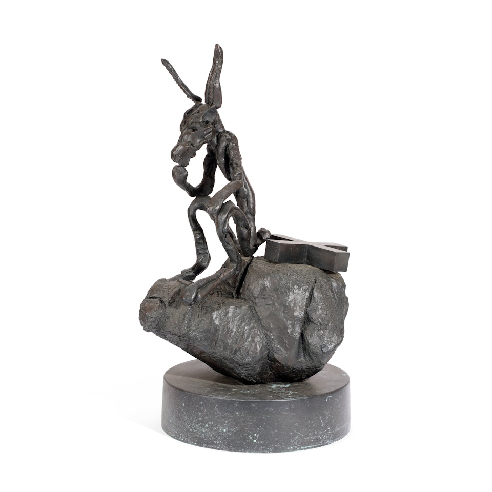 Thinker on Rock + x by Barry Flanagan