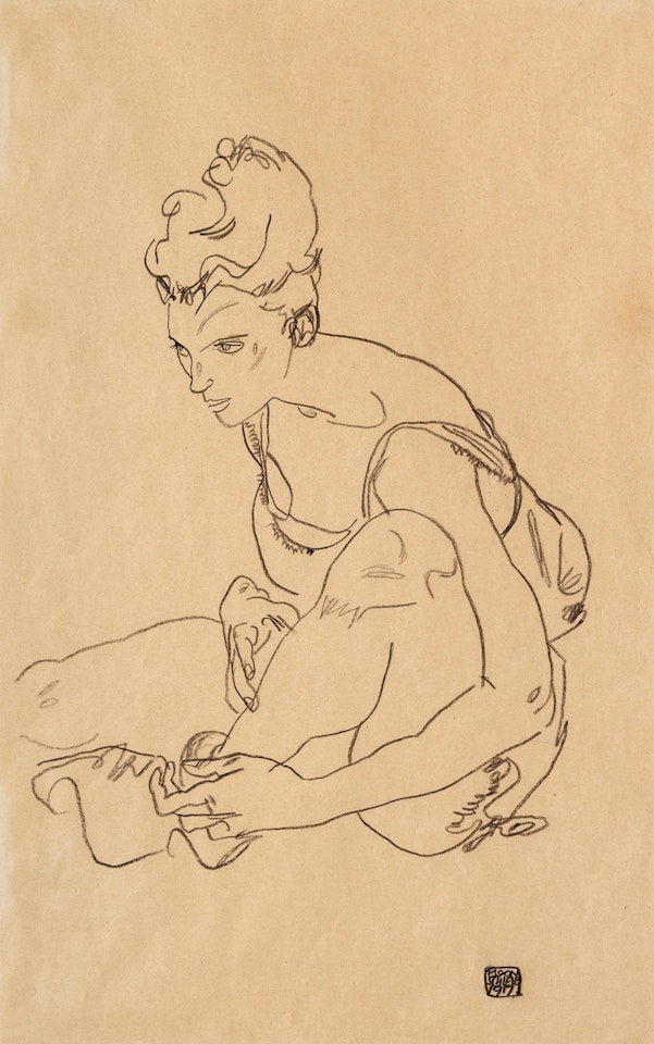 Sitzende Frau by Egon Schiele