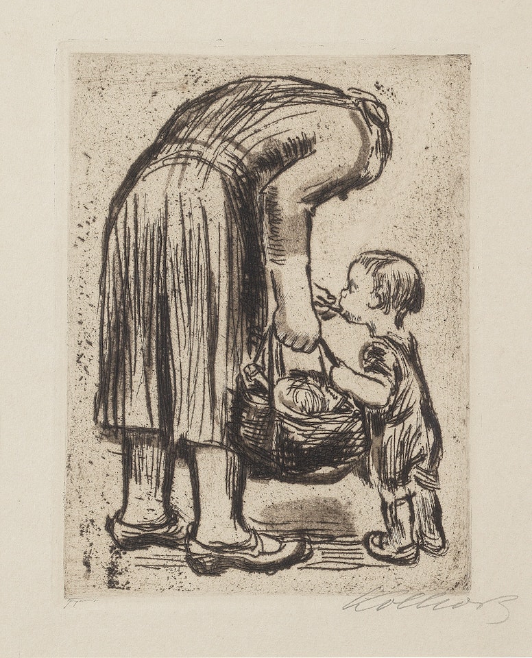 Stehende Mutter, ihr Büblein fütternd by Kathe Kollwitz