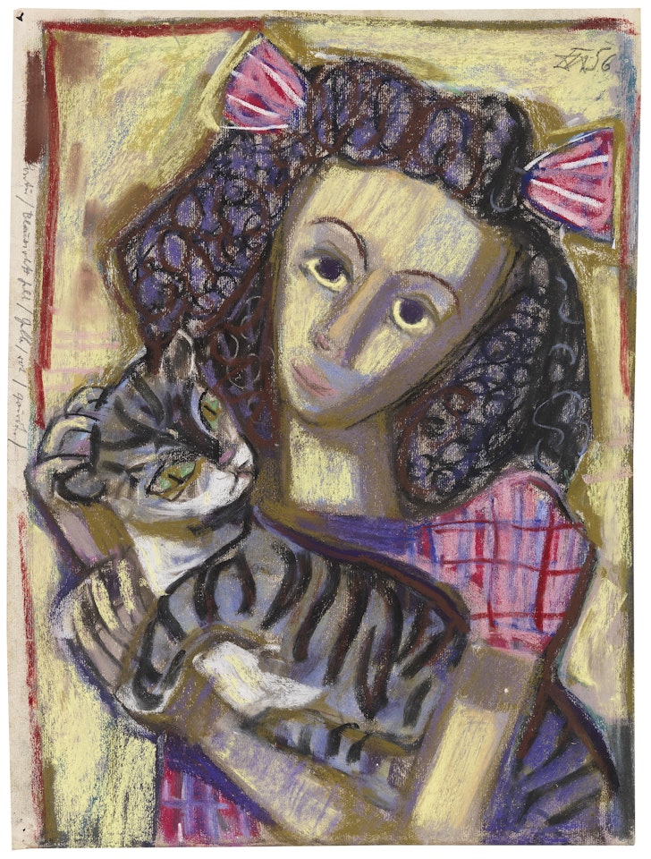 Mädchen mit Katze by Otto Dix