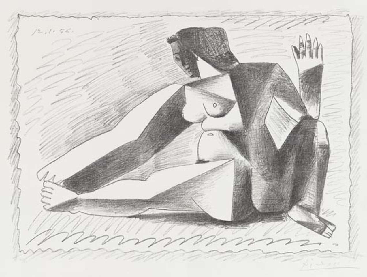 Femme accroupie au bras leve by Pablo Picasso