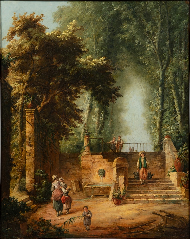 Fountain in a park by Hubert Robert