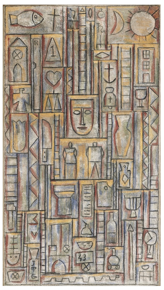 Constructivo piramidal (La pareja y su mundo) by Joaquín Torres-García