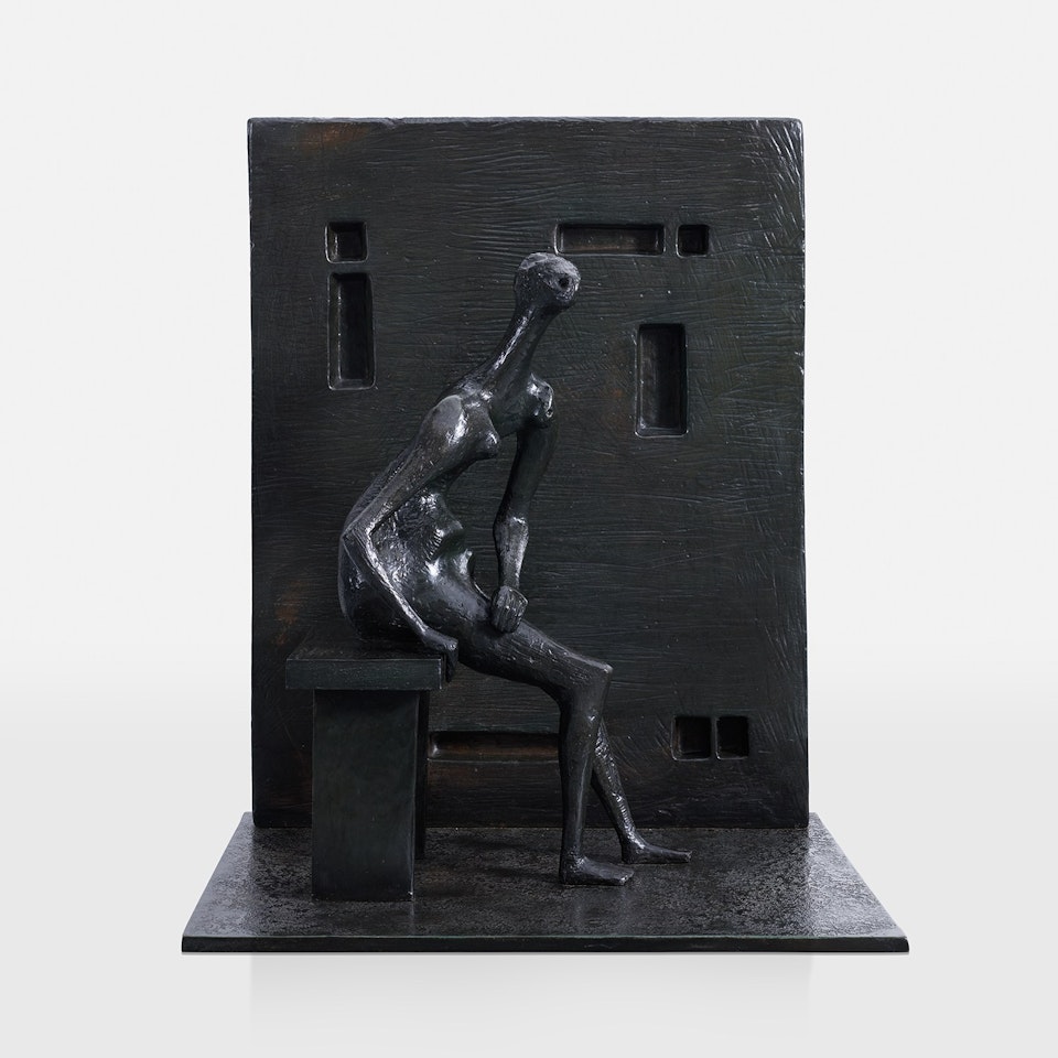 Girl Seated against Square Wall by Henry Moore