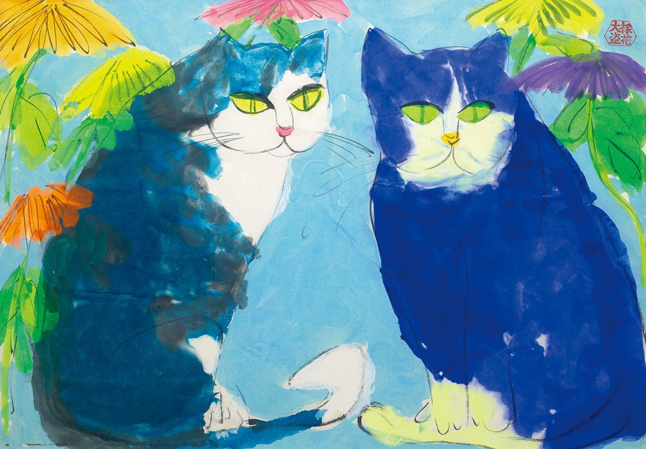 Two Cats by Walasse Ting
