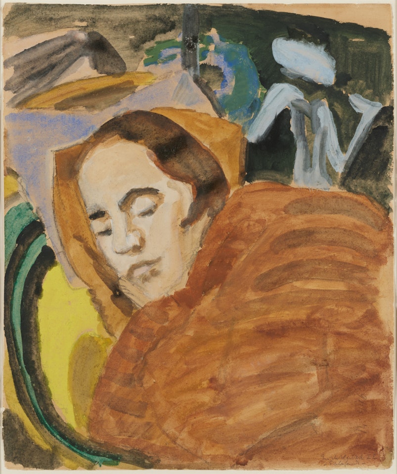 Schlafend & Strandszene (Sleeping & Beach Scene) by Erich Heckel