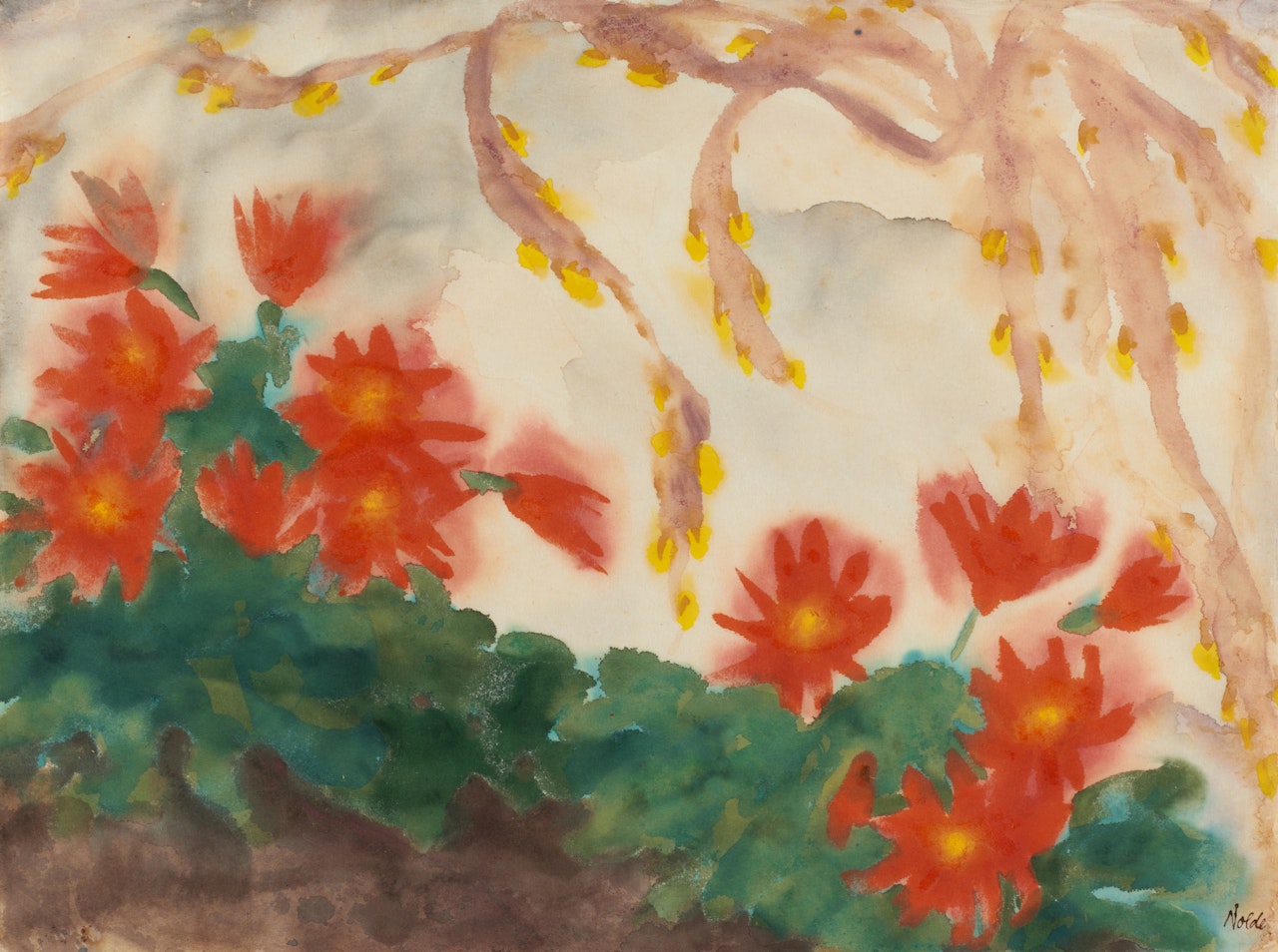 Blumen mit roten Blüten (Flowers with Red Blossoms) by Emil Nolde
