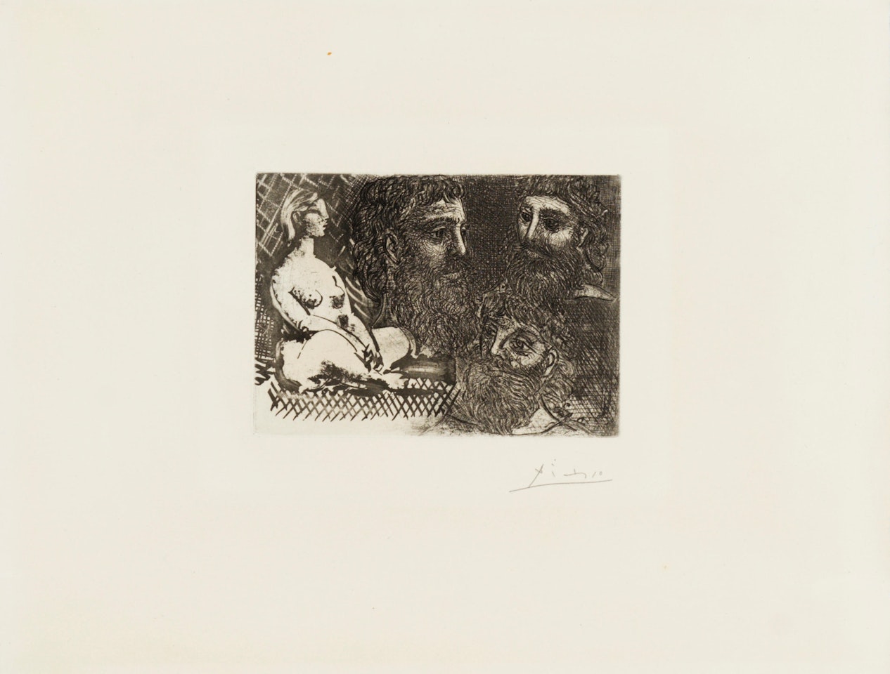 MARIE-THERESE EN IDOLE ET TROIS GRECS BARBUS by Pablo Picasso