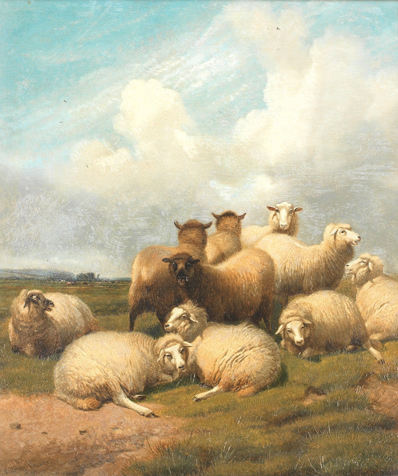 Sheep before a landscape by Thomas Sidney Cooper