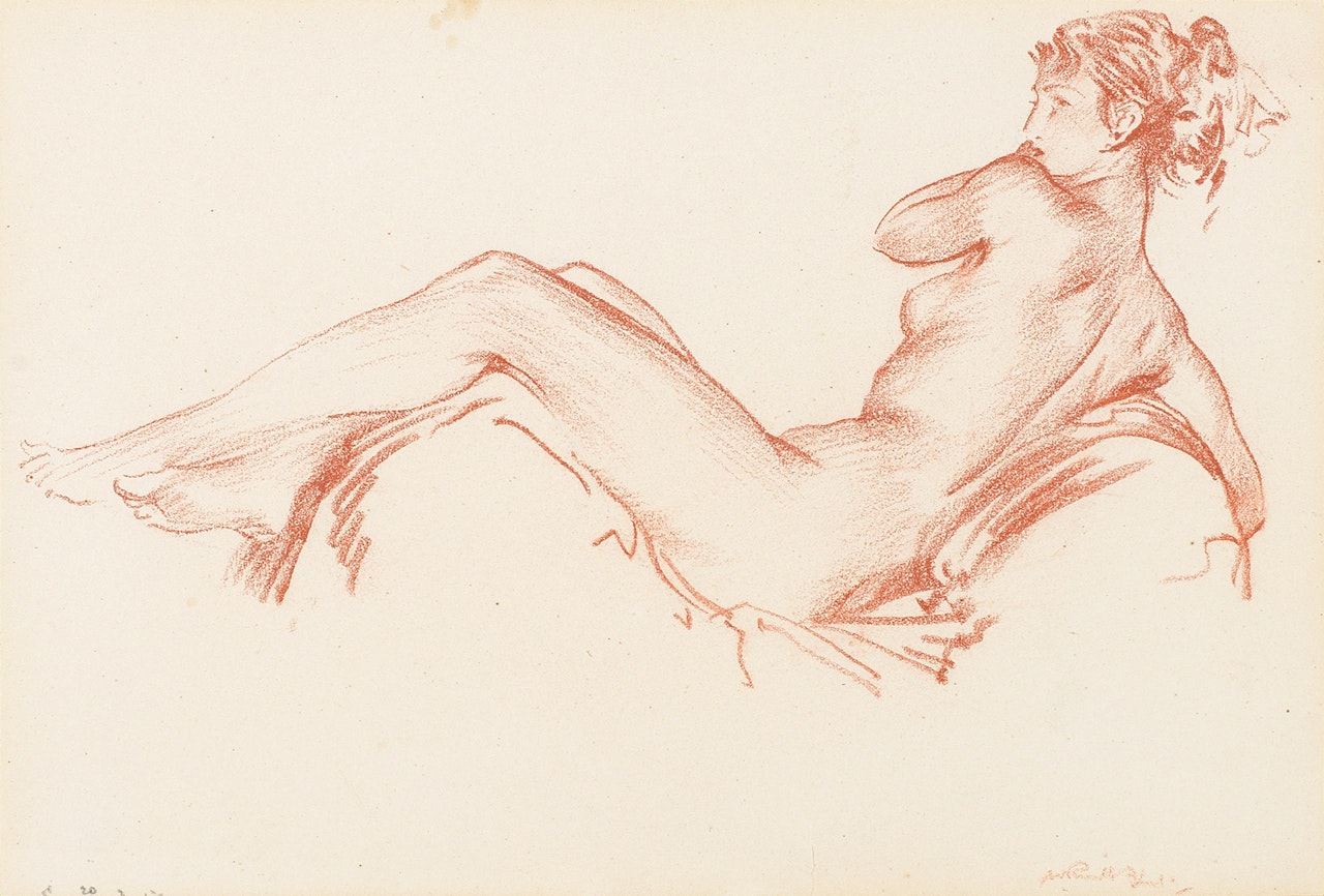 Reclining female nude by William Russell Flint
