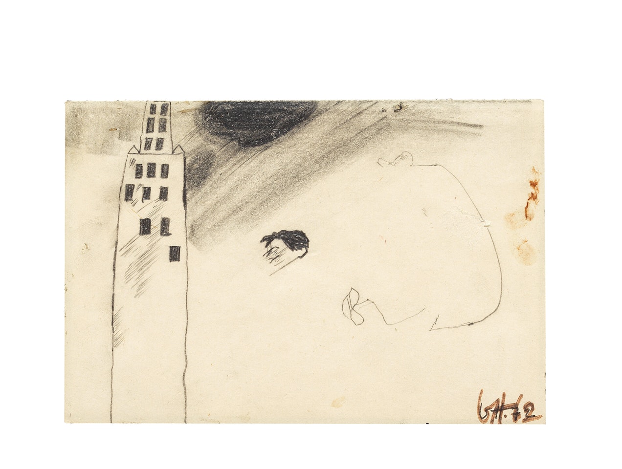 Untitled (study of a skyscraper)   by David Hockney