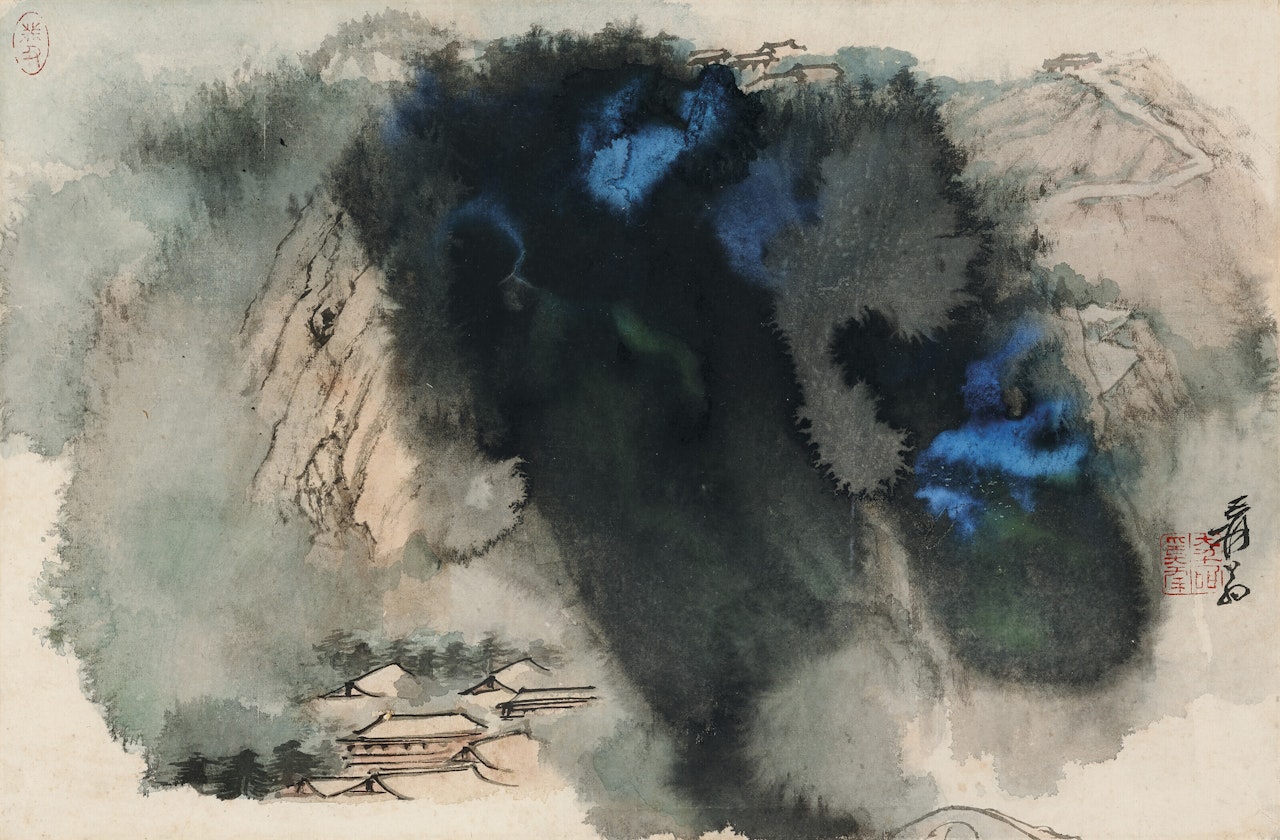 Temple on the Mountains by Zhang Daqian