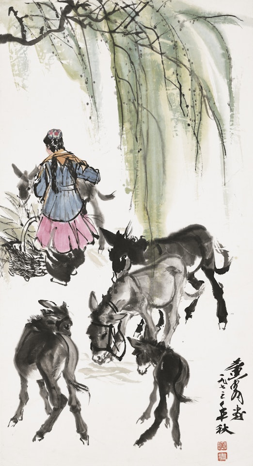 Donkeys under Willows by Huang Zhou