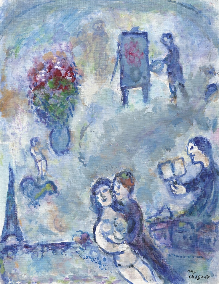 La lecture au couple entre Vitebsk et Paris by Marc Chagall