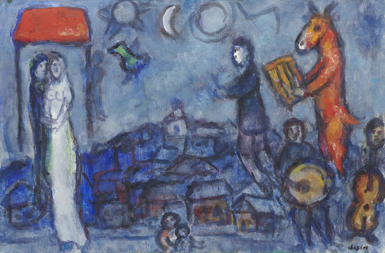 L'âne musicien et les mariés by Marc Chagall