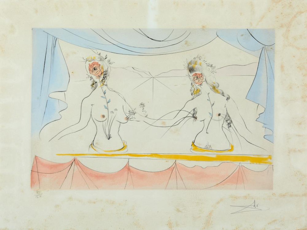 Les femmes de la Renaissance - 1971 Planche issue de la série " Suite mythologique nouvelle " by Salvador Dali