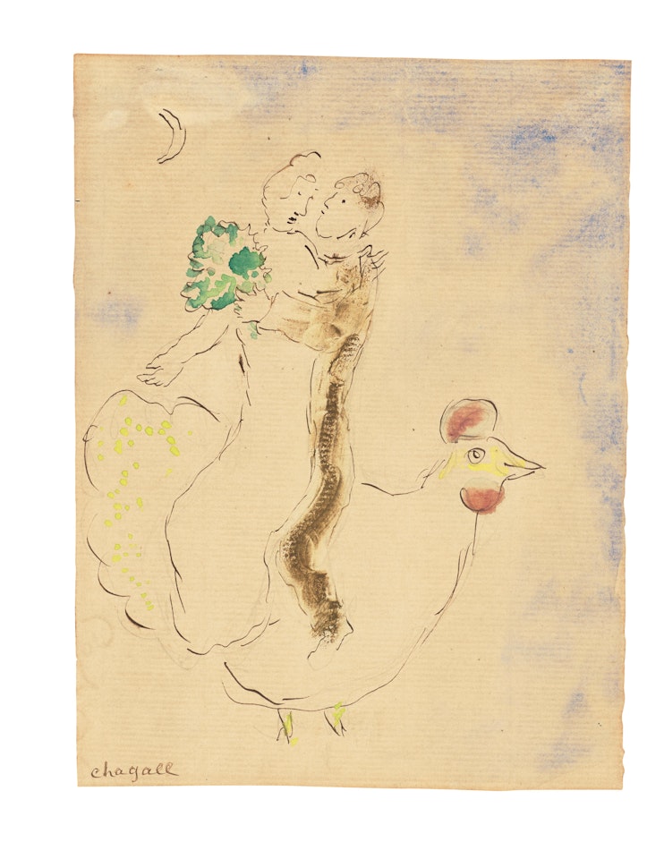 Amoureux au coq by Marc Chagall