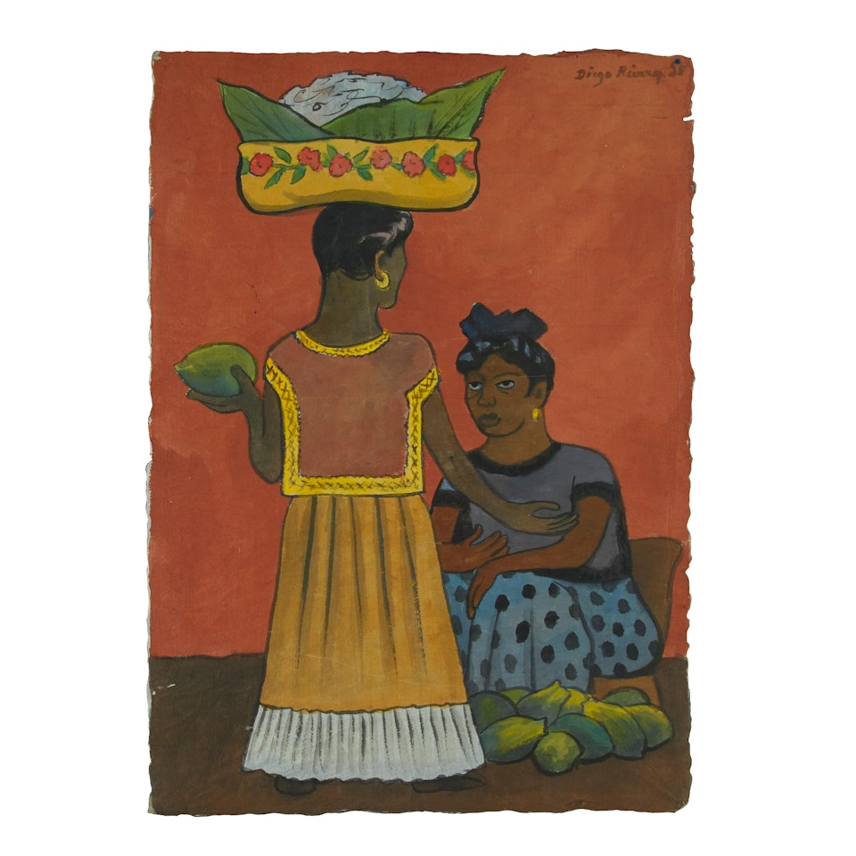 Dos mujeres vendiendo fruta by Diego Rivera