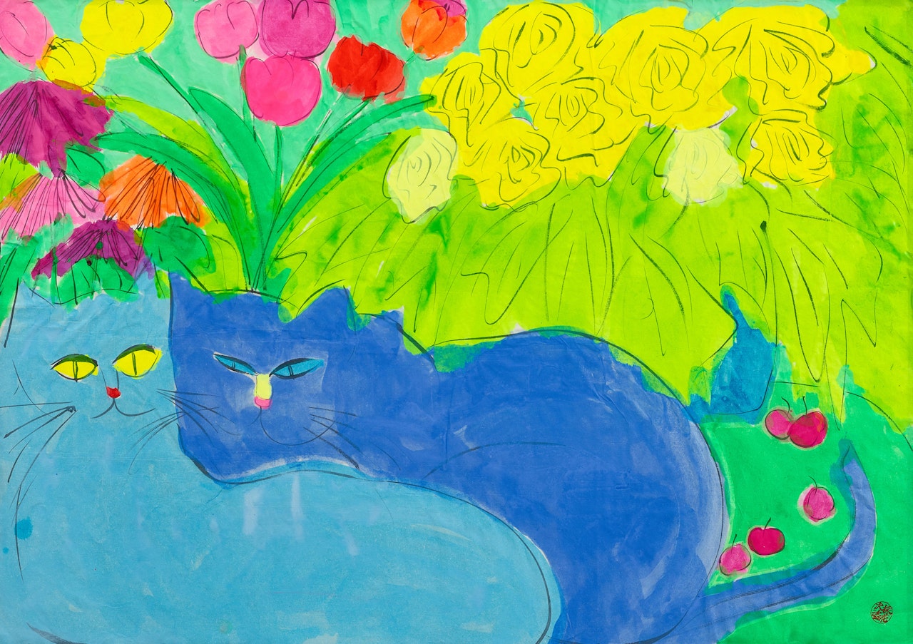 Two cats  by Walasse Ting