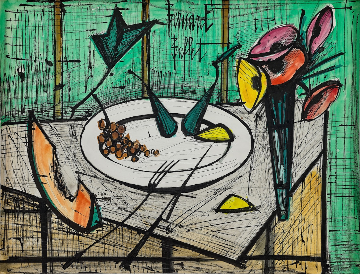 Nature morte aux anemones by Bernard Buffet