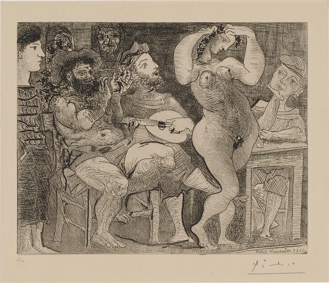 En la taberna. Pêcheurs Catalans en bordée by Pablo Picasso