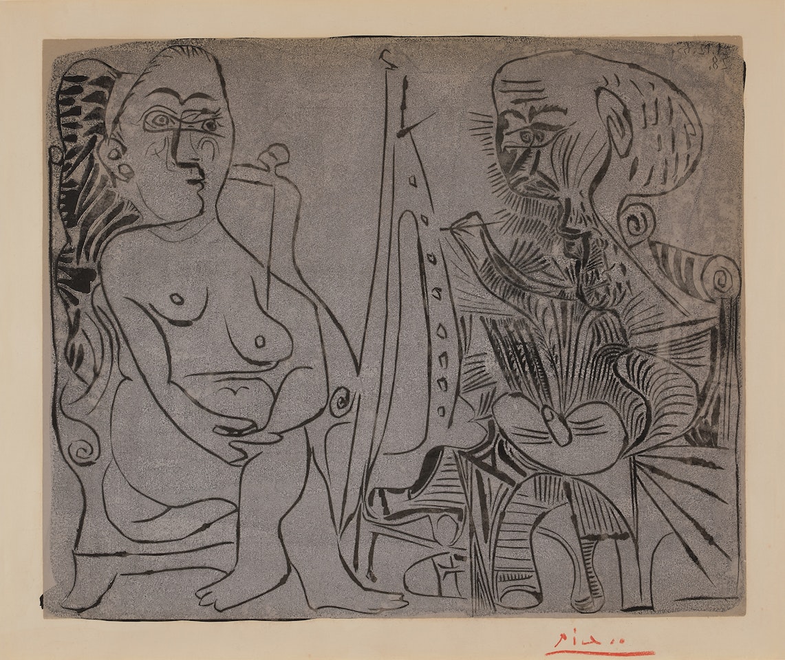 Peintre et modèle au fauteuil by Pablo Picasso