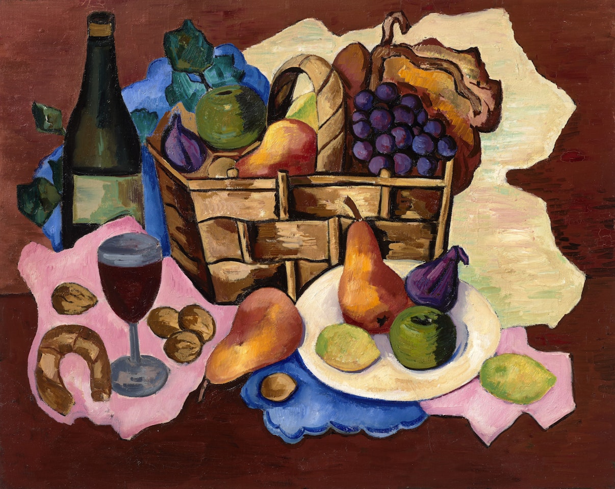 Still Life: Wine Bottle with Glass of Red Wine by Marsden Hartley