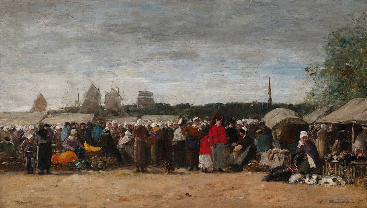 Marché à Trouville by Eugène Boudin