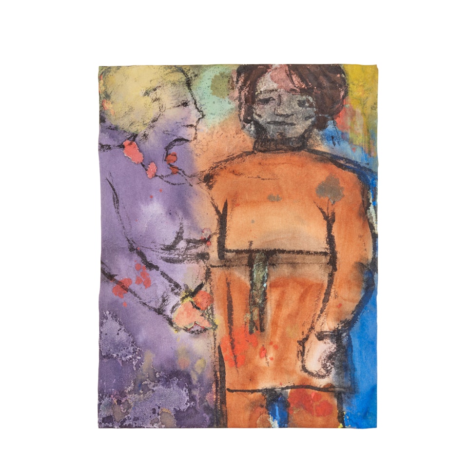 Blonde Frau und schwarzhaariger, in einen Kasak gekleideter Mann by Emil Nolde
