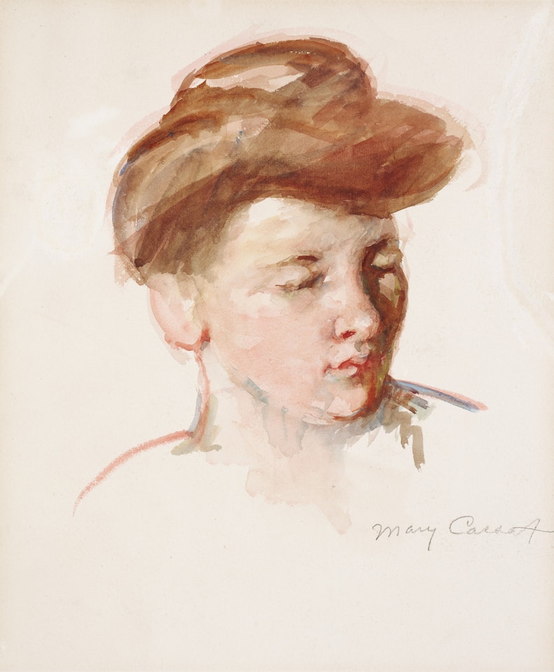 Sketch of Mother Jeanne's Head Looking Down (No. 2) by Mary Cassatt