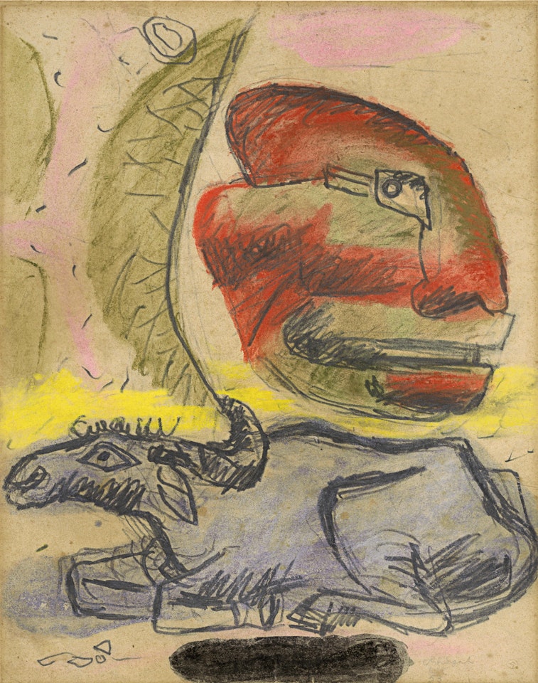 Buffle et galet dessinant un visage by Le Corbusier