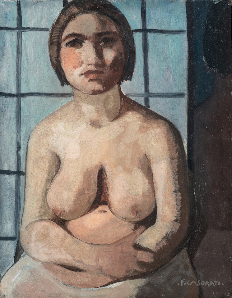 Nudo seduto davanti all'inferriata by Felice Casorati