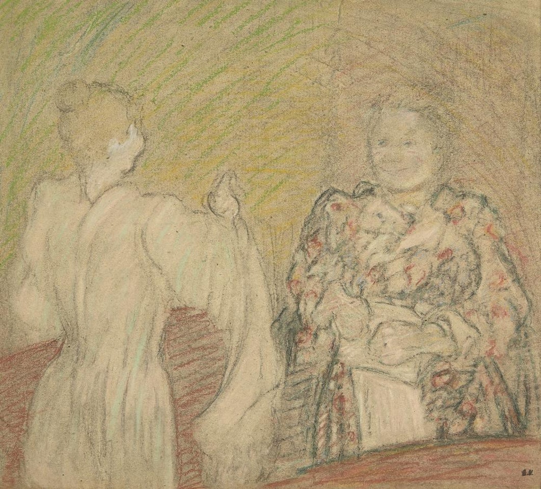 Madame Vuillard Conversant Avec Une Jeune Fille by Édouard Vuillard