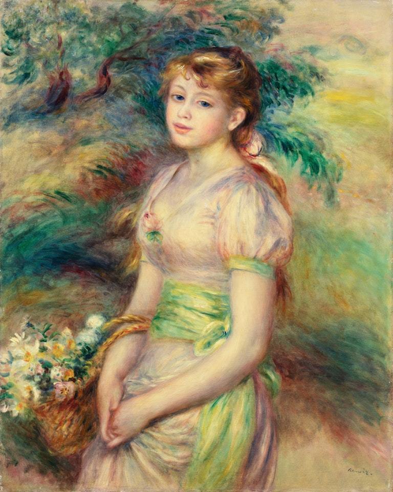Jeune fille à la corbeille de fleurs by Pierre-Auguste Renoir