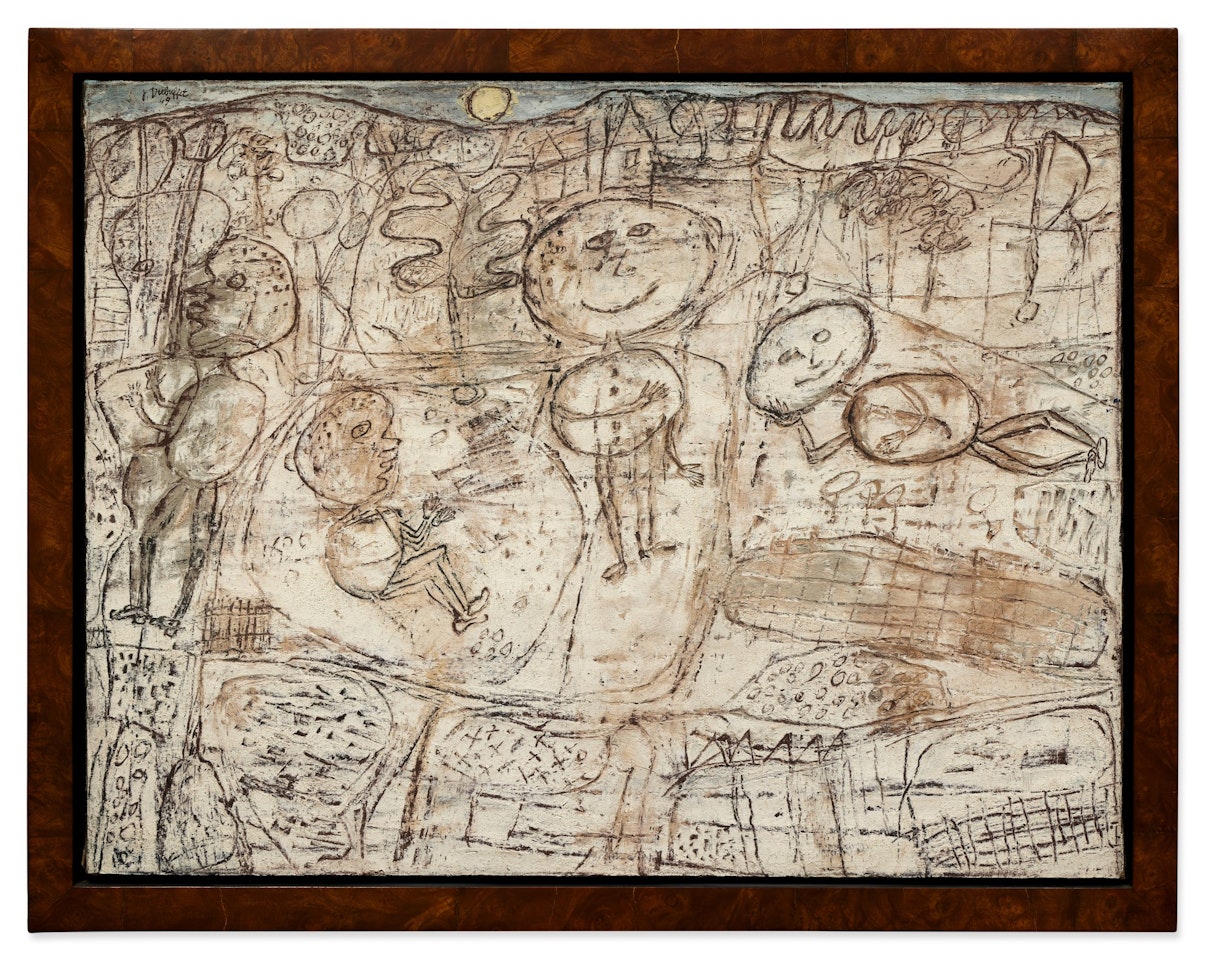 Paysage aux personnages: applaudissant à l'exercice exécuté par l'un d'eux (Il marche dans le chemin) by Jean Dubuffet